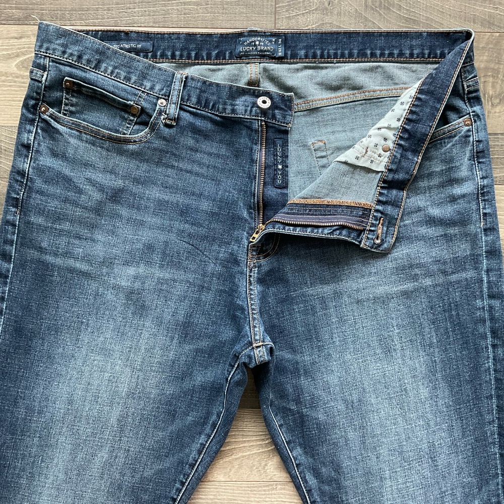 42x34 Lucky Brand 410 Athletic Slim Jeans Men's Blue Stretch 7M12409